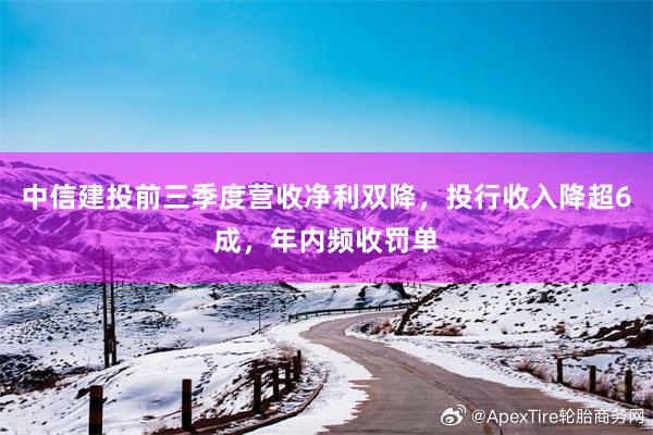 中信建投前三季度营收净利双降，投行收入降超6成，年内频收罚单