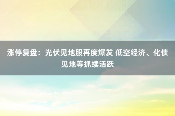 涨停复盘：光伏见地股再度爆发 低空经济、化债见地等抓续活跃
